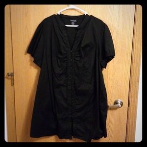 Lane Bryant Long Black Button Down Blouse